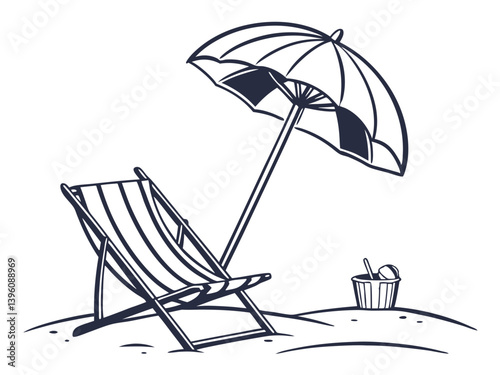 parasol and beach chair minimal design