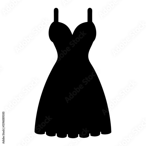 Elegant Black Sleeveless Sundress Fashion Design Silhouette Illustration