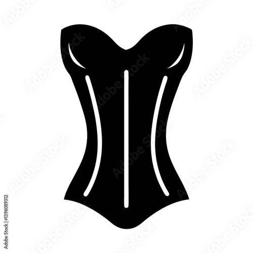 A Black and White Silhouette of a Classic Womens Corset