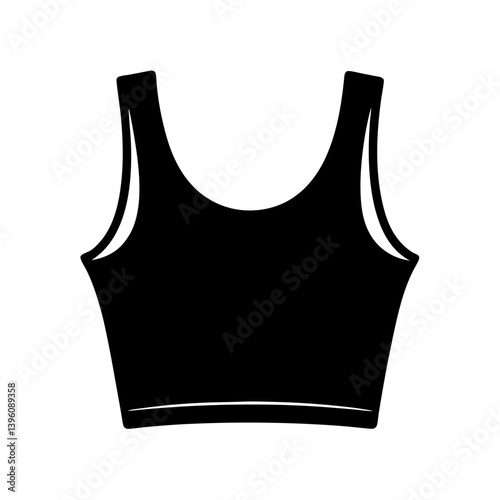Black Women's Sleeveless Crop Top Fashion Apparel Design Illustration