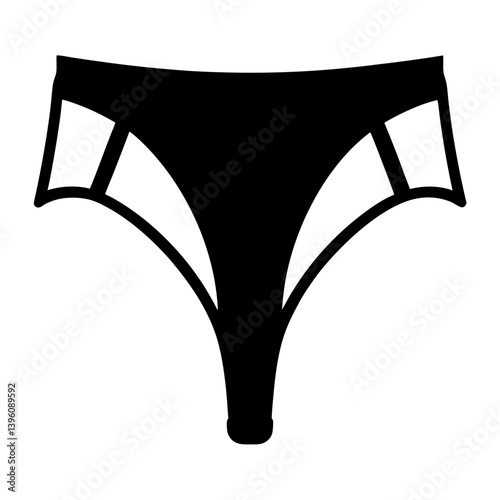 Black Women's Underwear with Cutout Detail Thong Bikini Panties