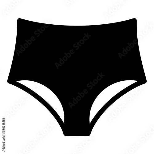 Simple Black and White Illustration of Women's Underwear High Waist Briefs Panties
