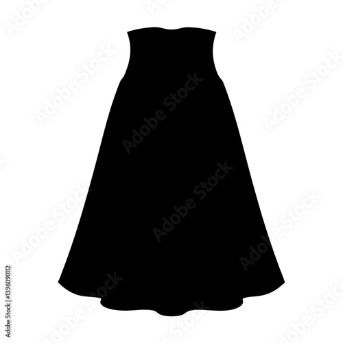 Black Aline Maxi Skirt Fashion Design Silhouette Illustration
