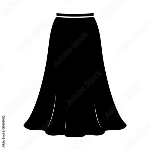 A Black ALine Skirt Fashion Design Illustration