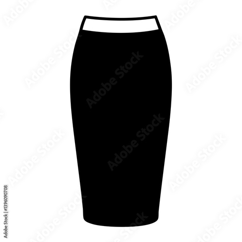 A Black and White Illustration of a Women's Pencil Skirt