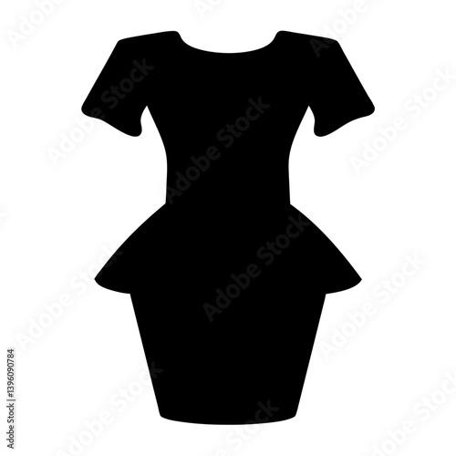 Elegant Black Peplum Dress Silhouette Fashion Design Illustration