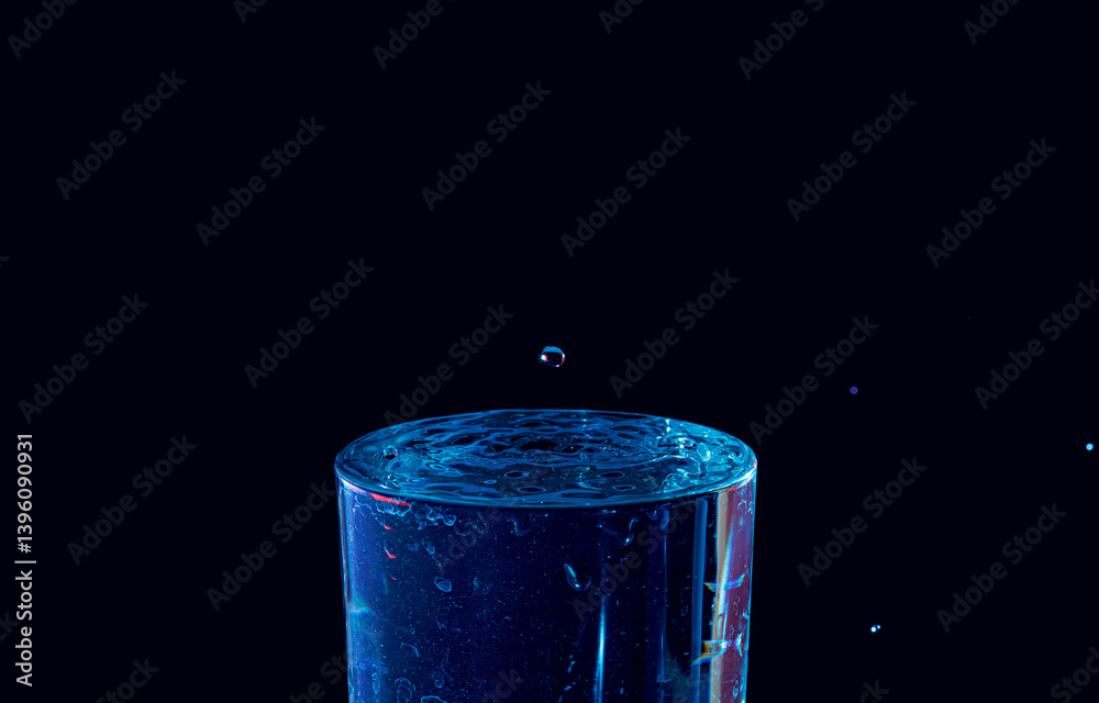 Water drop falling, macro splash. Natural and on a dark background