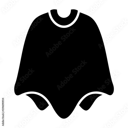 A simple black and white illustration of a poncho