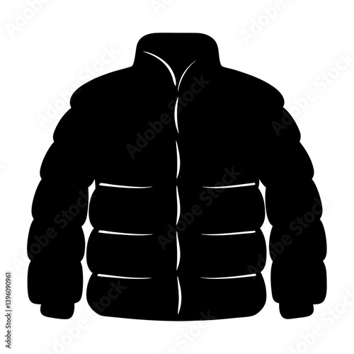 Black Puffer Jacket Icon Winter Clothing Apparel Design Element