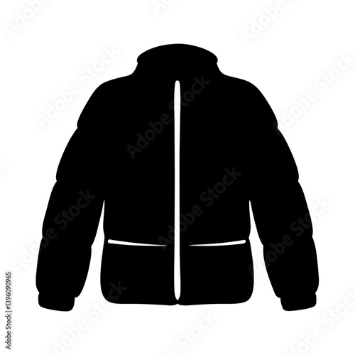 Black Puffer Jacket Icon Winter Warm Clothing Apparel Design Element