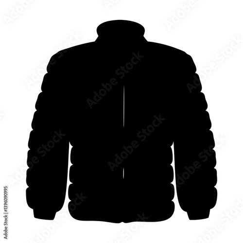 Black Silhouette of a Stylish Quilted Winter Jacket for Men or Women
