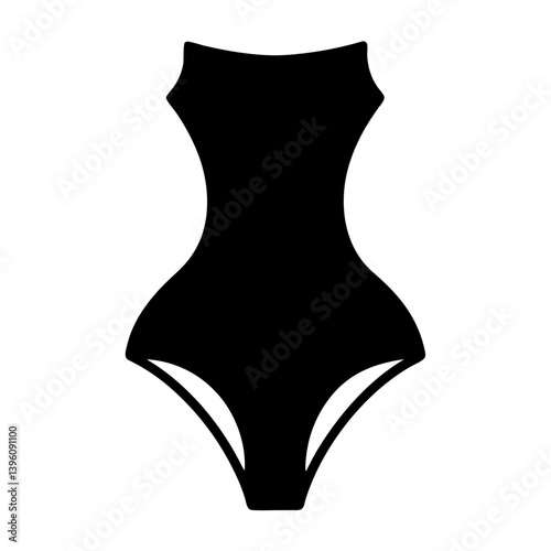 A Black OnePiece Swimsuit Bodysuit Design Illustration