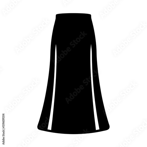 Elegant Black Maxi Skirt with Side Slits Fashion Design Illustration