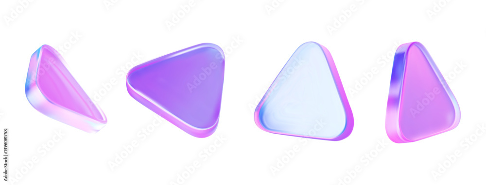 3D holographic set of triangles in abstract shapes. Vector illustration