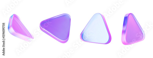3D holographic set of triangles in abstract shapes. Vector illustration