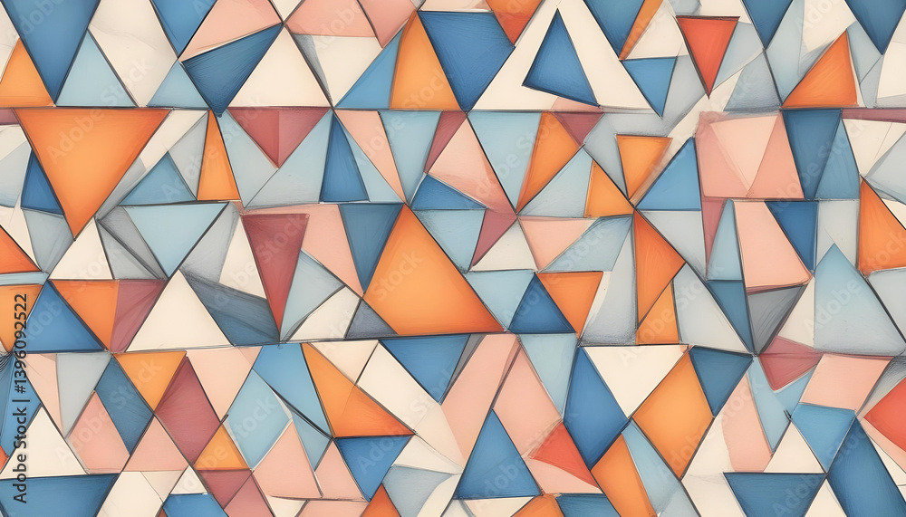Fototapeta premium A stunning artistic display of overlapping triangles in various colors, creating depth and interest.