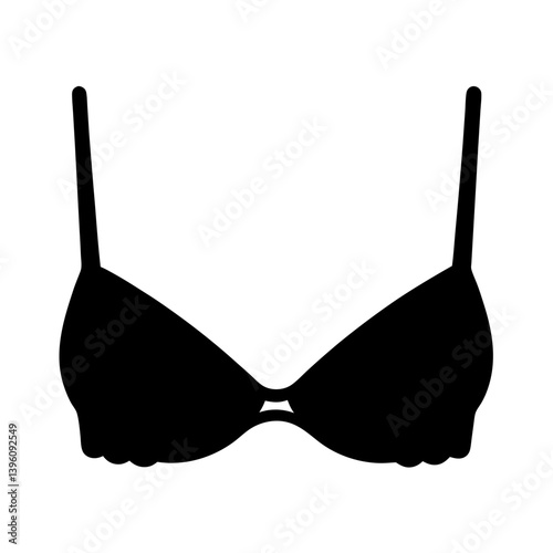 A simple black silhouette of a women's bra with a classic design
