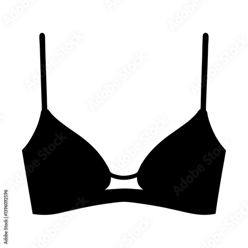 A simple black silhouette of a women's bra with thin straps and a keyhole detail