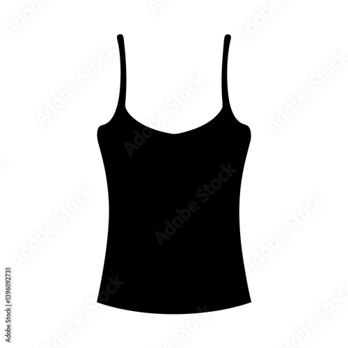 Simple Black Sleeveless Shirt Tank Top Apparel Design Fashion Illustration
