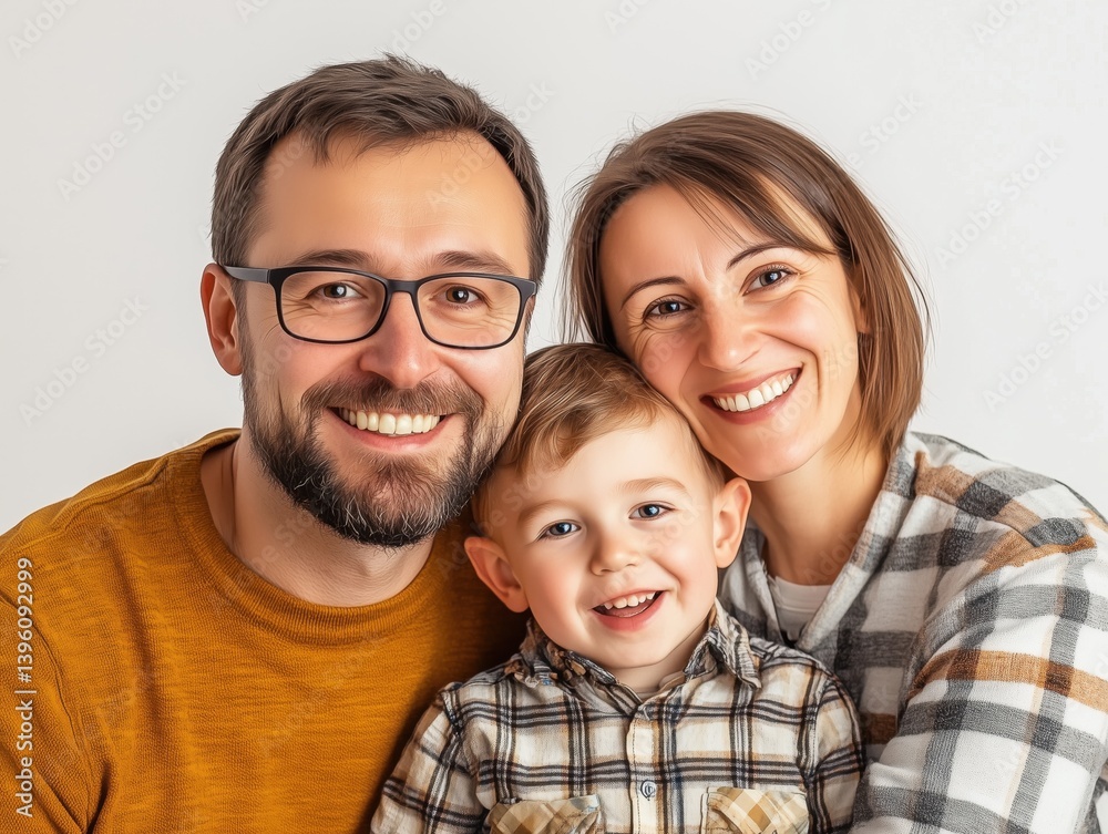 Happy family studio photo white background Happy family studio photo white background