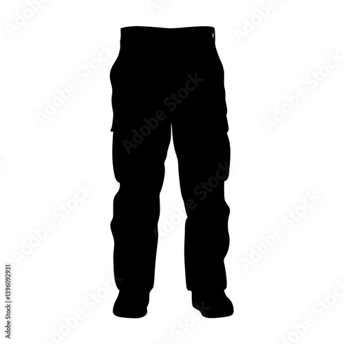 Black Silhouette of Cargo Pants a Detailed View of Mens Trousers
