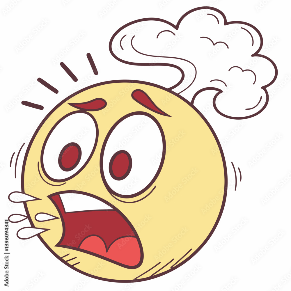 Emoji with red cheeks and steam blowing out the nose Emoji with red cheeks and steam blowing out the nose