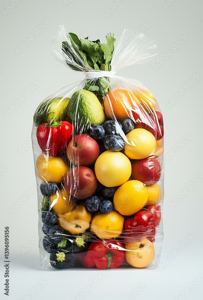Food packaging grocery shopping bags fruit and vegetables