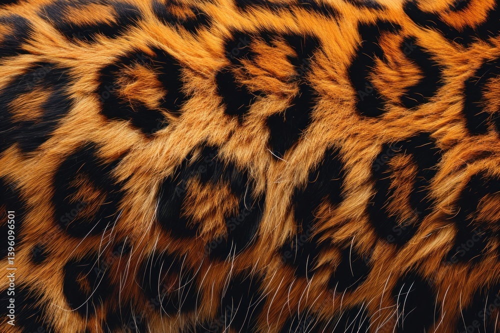 Fototapeta premium Leopard skin texture with copy space. Close-up leopard pattern. Big Cat fur. Leopard spots. Realistic leopard skin. Leopard design texture. Detailed leopard skin close-up. Wild Animal texture.