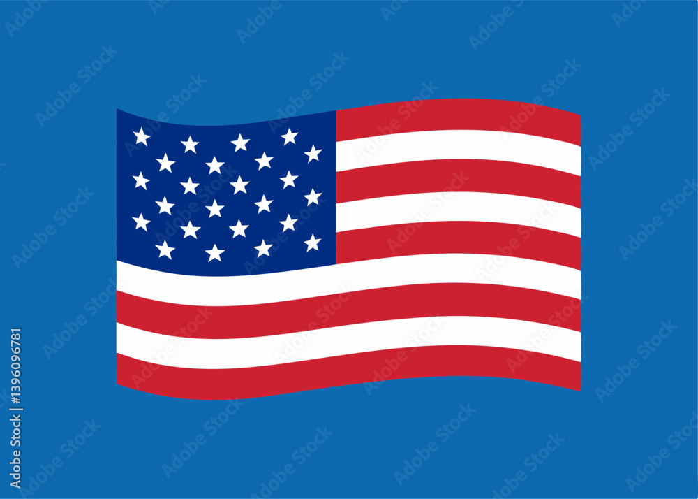 Fototapeta premium United States of America Flag: A vibrant display of national pride, the United States flag, a symbol of freedom and unity, waves gracefully. It presents a clear.