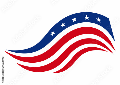 American Wave: A stylized emblem captures the essence of American patriotism, embodying the nation's ideals and values with dynamic movement.