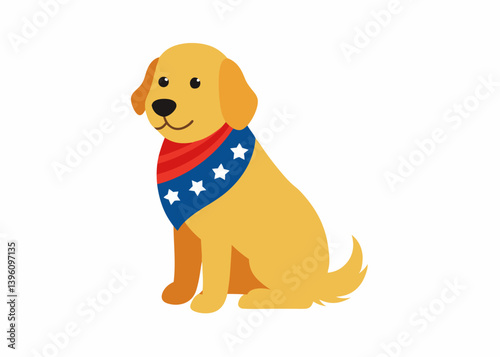 Loyal companion: A happy, charming dog, full of warmth, decorated in festive attire, poses for a simple, graphic image, showcasing the essence of animal friendship.