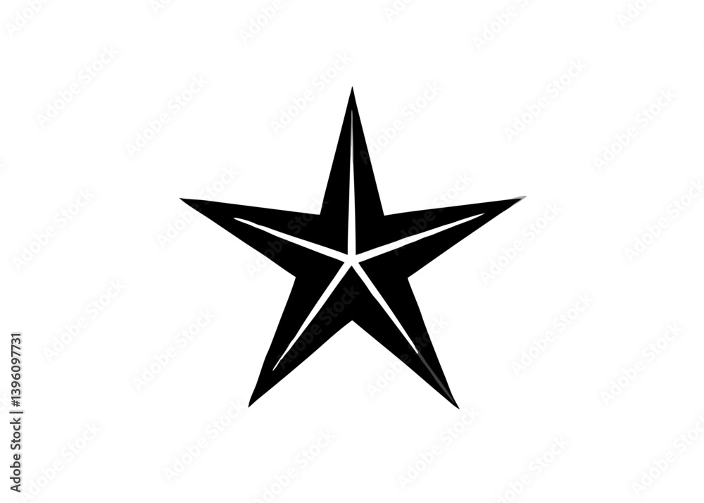 Black Star in the Sky: A striking monochrome image of a five-pointed star, meticulously rendered with sharp lines and precise angles, against a pure, stark background. Black Star in the Sky: A striking monochrome image of a five-pointed star, meticulously rendered with sharp lines and precise angles, against a pure, stark background.