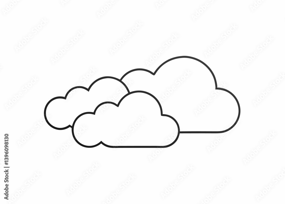 Cloudscape Silhouette: A clean and minimalist black-and-white outline of fluffy, cumulus clouds, perfect for illustrating weather concepts, design elements. Cloudscape Silhouette: A clean and minimalist black-and-white outline of fluffy, cumulus clouds, perfect for illustrating weather concepts, design elements.