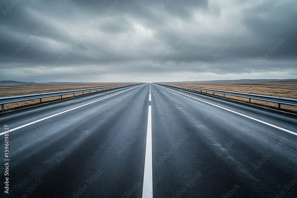 Winding Asphalt Highway Showing Infinite Journey Beneath Weathered Skies : Generative AI Winding Asphalt Highway Showing Infinite Journey Beneath Weathered Skies : Generative AI