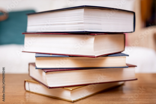 stack of books on the table