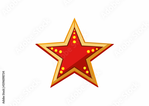 Shining Bright: a captivating illustration of a vibrant, red star with a radiant golden outline, evoking a sense of achievement, recognition, and the allure of stardom.