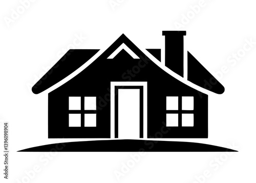 House Icon: A simple, graphic representation of a house in a classic design. Minimalistic and universal, suitable for real estate, housing, and home-related concepts. 