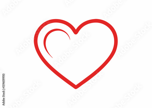 Elegant Heart Design: A minimalistic heart outline in vibrant red.