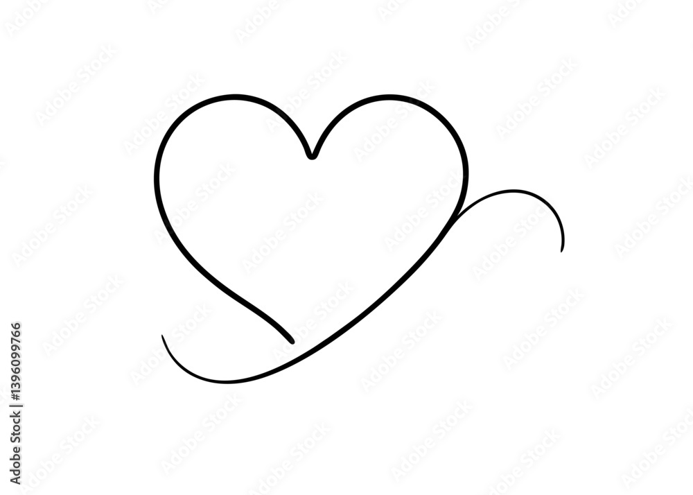 Fototapeta premium Hand-drawn heart: An elegant and minimal hand-drawn heart, representing the purest form of love. A perfect design, to convey emotions of affection, passion, or care.