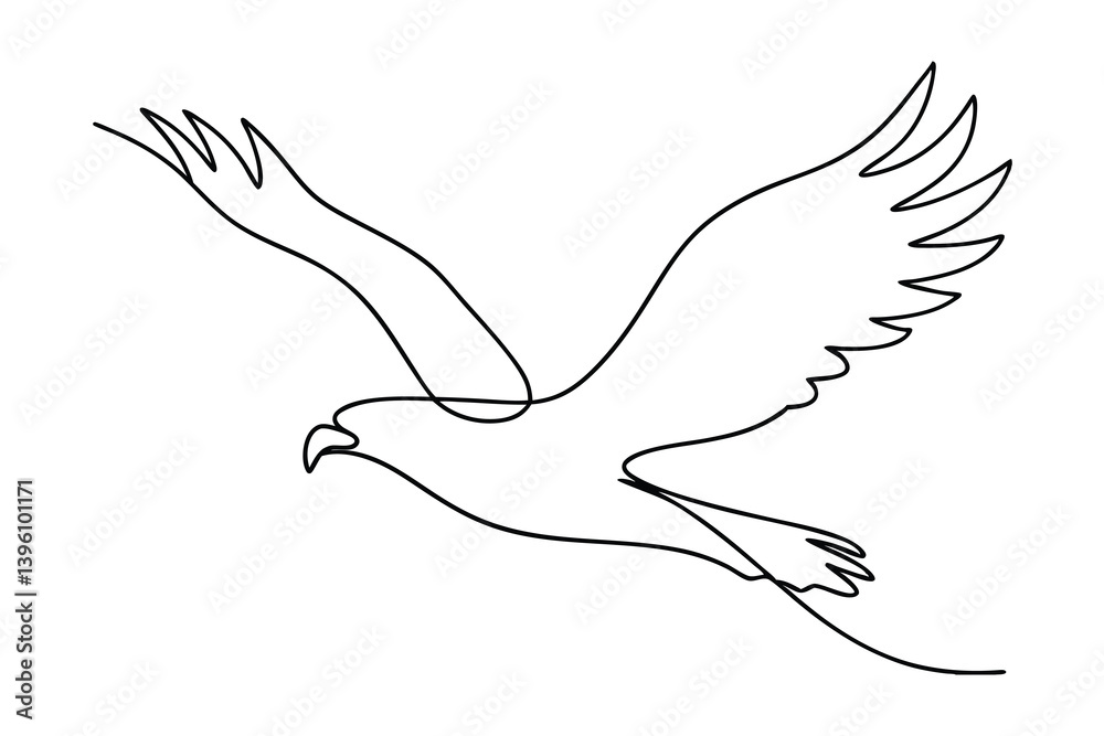 Minimalist Line Art Depiction Of An Eagle Soaring Elegantly Against White Background Minimalist Line Art Depiction Of An Eagle Soaring Elegantly Against White Background