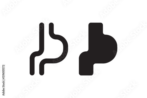 Stomach icon in outline and filled graphic style Vector