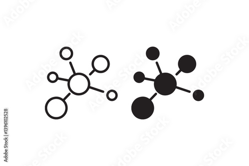 Molecule structure icon in outline and solid style Vector