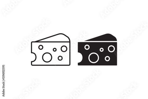 Cheese wedge icon in outline and solid style Vector