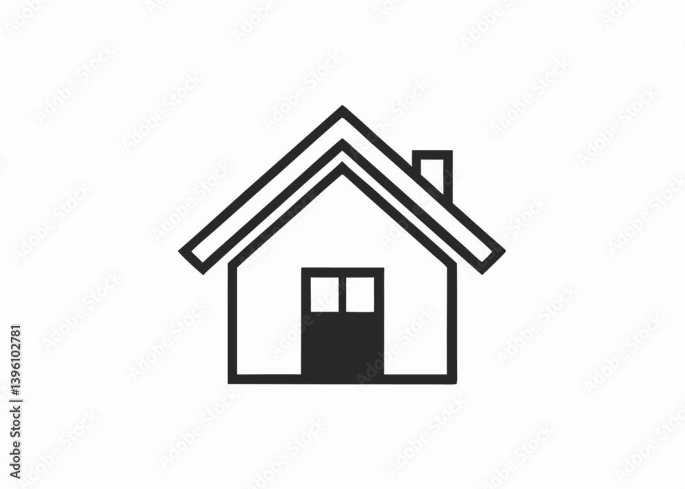 Home Icon: A clean, minimalist illustration of a house, rendered in a simple, grayscale style, perfect for symbolizing concepts of home, real estate, and property. Home Icon: A clean, minimalist illustration of a house, rendered in a simple, grayscale style, perfect for symbolizing concepts of home, real estate, and property.