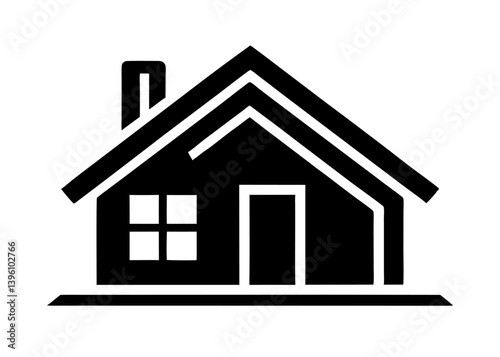 Iconic Home Silhouette: A sleek, minimalist icon of a classic house silhouette, embodying notions of shelter, stability, and the comforting essence of home.