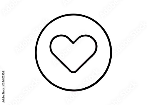 Love's Simple Embrace: A minimalist depiction of a heart cradled within a circle, evoking the universal language of affection and emotional connection.