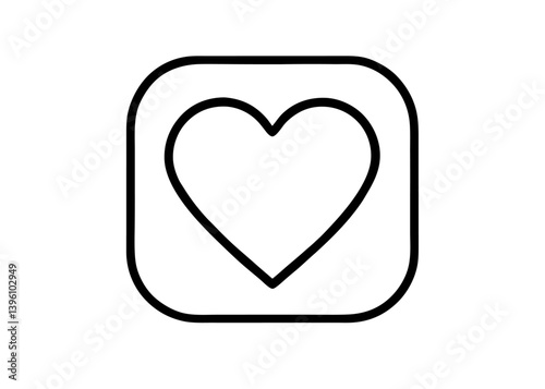 Simple Love Icon: A minimalist heart icon contained within a rounded square, representing affection and emotion. The image is clean and ready for use in various design scenarios.
