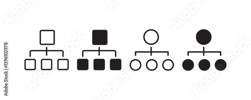 Organizational chart icons with square and circle nodes Vector