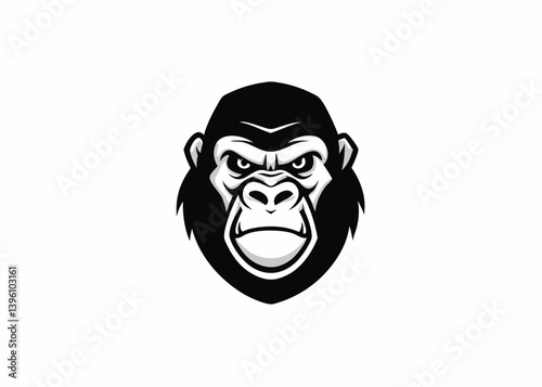 Fearsome Gaze of the Gorilla: A striking black and white portrait of a formidable gorilla, its intense eyes conveying a sense of raw power and primal strength. A symbol of majesty and might.