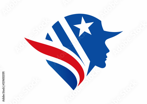 American Patriot Emblem: A stylized emblem of a patriot, rendered in bold colors of red, white, and blue. The artwork embodies a strong sense of patriotism.
